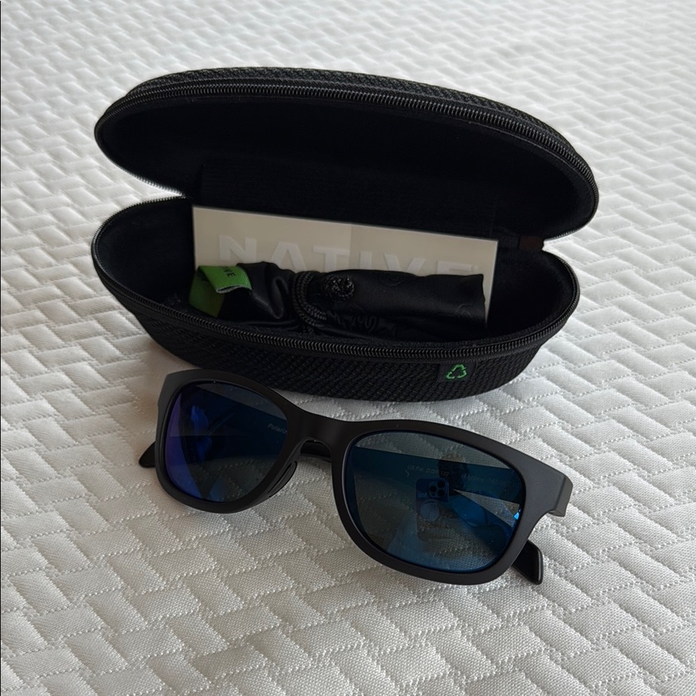 Native Black Sunglasses with Blue Lenses